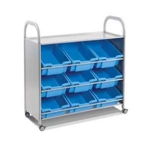 Callero Plus Tilted Tray Cart with (9) Royal Blue Deep Trays