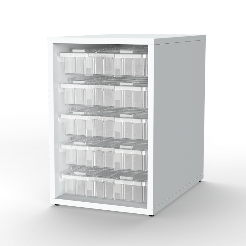 20" Tall Cabinet with 6 Trays, Clear Trays