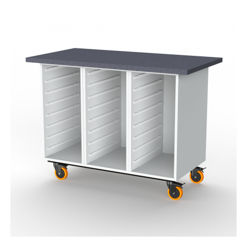 Rolling Workbench with 3 Cabinets