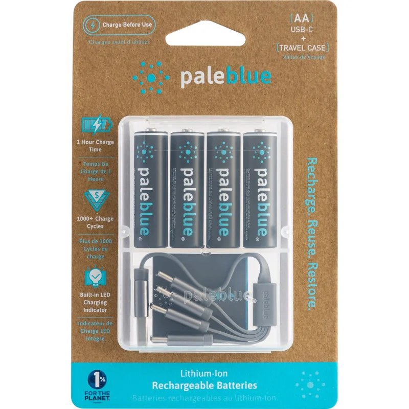 Paleblue Lithium Ion Rechargeable AA Batteries (4 Pack)