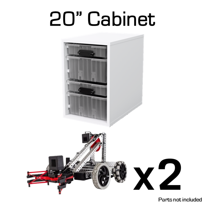 20" Cabinet + Trays Set for 2 V5 Classroom Starter Kits (2 Clawbots) - with Door