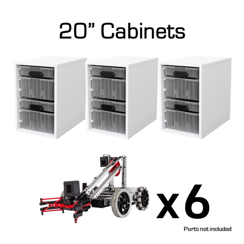 20" Cabinets + Trays Set for V5 Classroom Starter Bundle (6 Clawbots) - with Doors