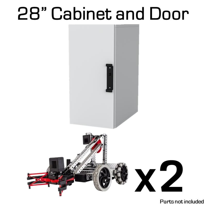 28" Cabinet + Trays Set for 2 V5 Classroom Starter Kits (2 Clawbots) - with Door