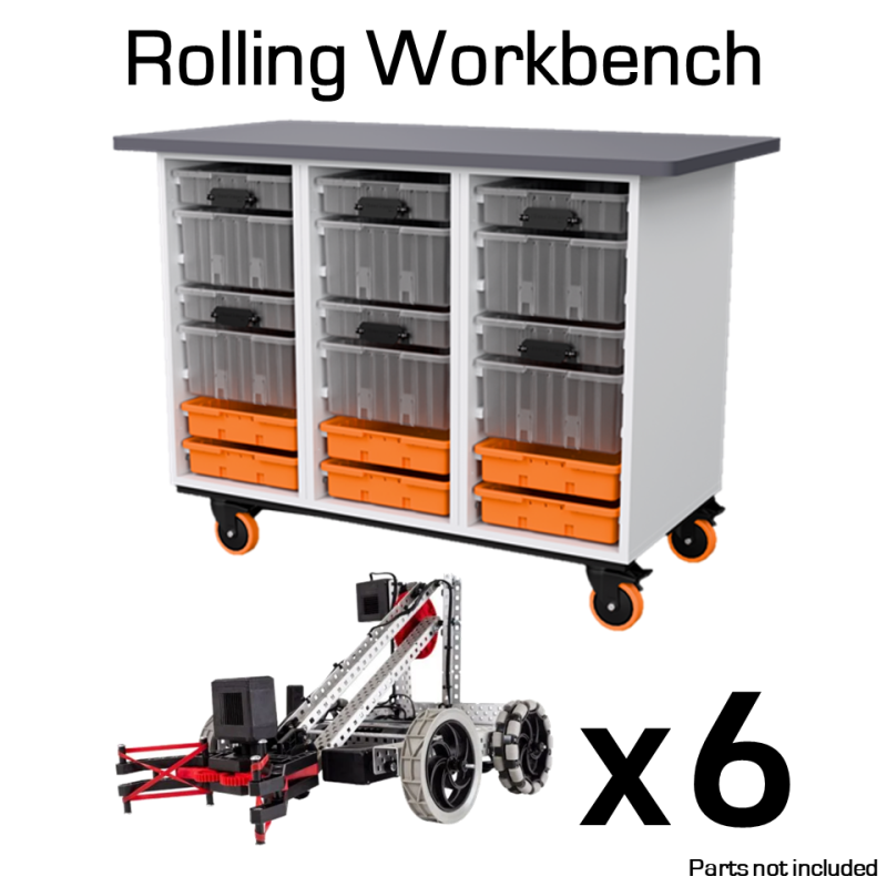 Rolling Workbench + Trays Set for V5 Classroom Starter Bundle (6 Clawbots)