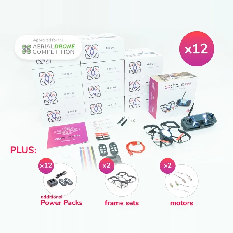 CoDrone EDU classroom pack with 12 drones