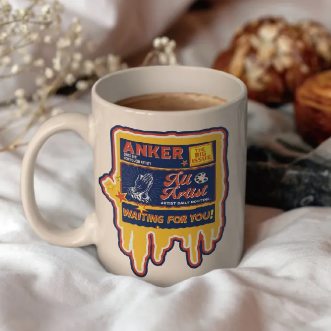 A full-color print on a ceramic mug